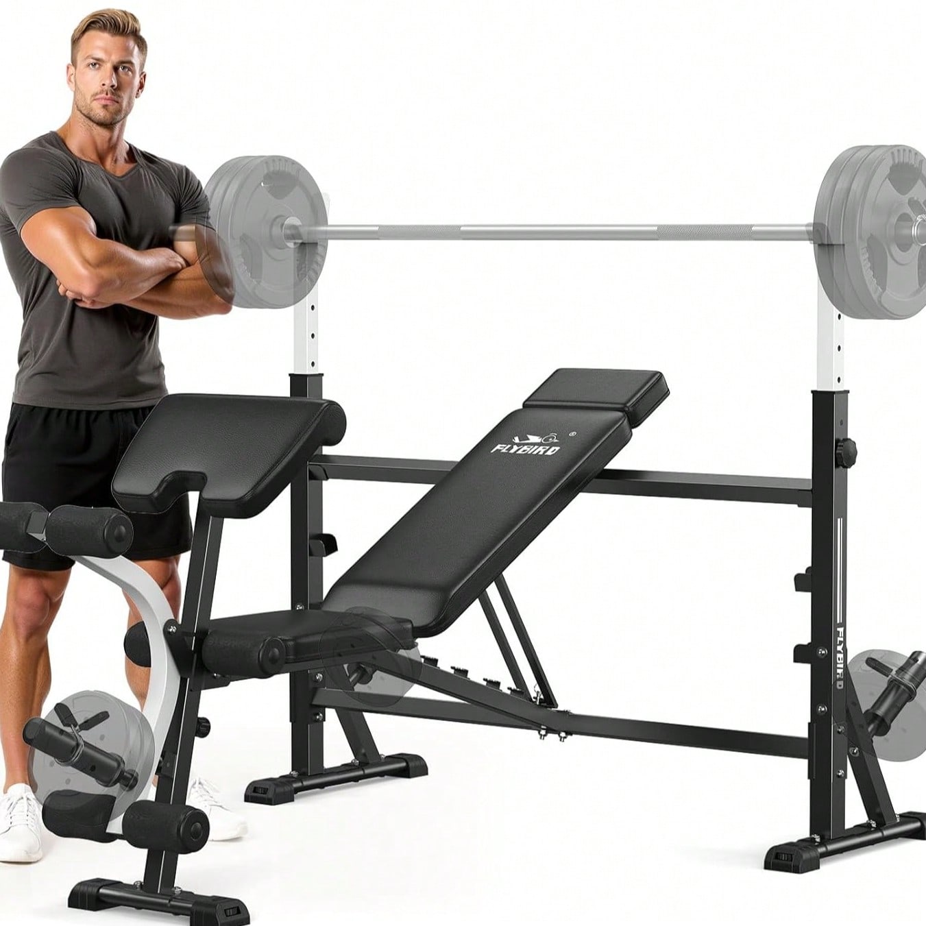 Home Gym Leg Extension - FLYBIRD Bangku Beban yang Dapat Disesuaikan,