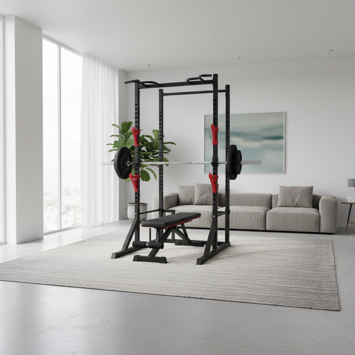 Rak Power yang Dapat Disesuaik - Home Gym Power Rack ulasan dan harga